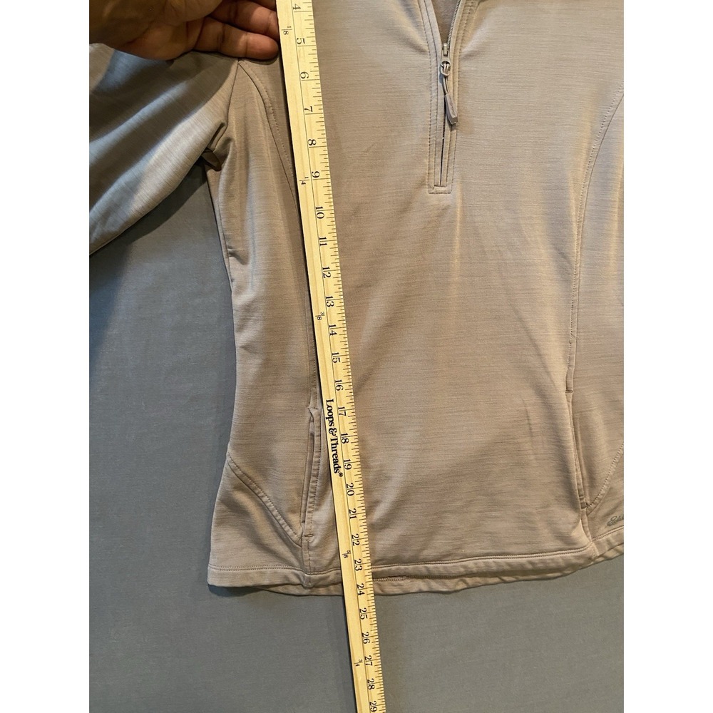 Eddie Bauer 1/2 Zip Shirt Women's S Beige Pullover Mock Neck Thumb holes - Picture 9 of 10